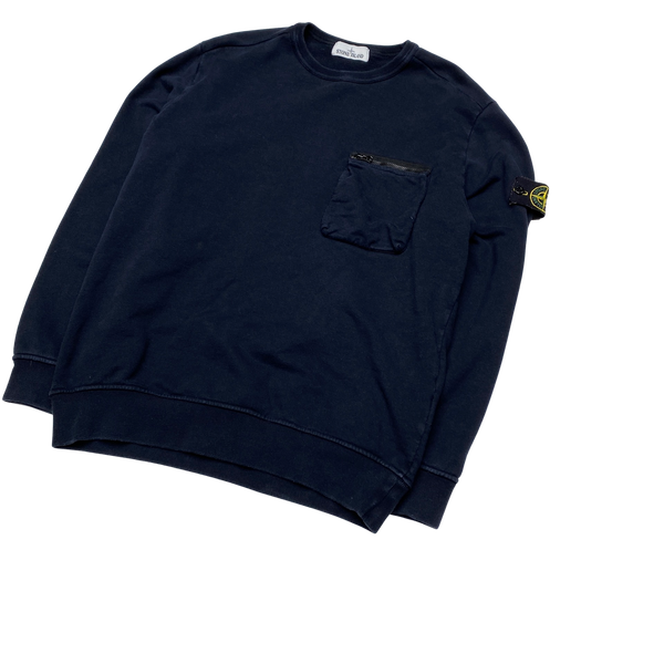 Stone Island 2017 Navy Cotton Crewneck Sweatshirt