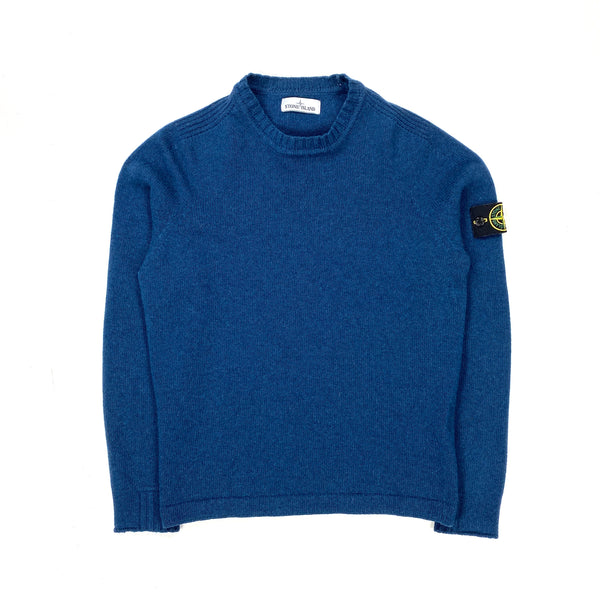 Stone Island Blue Wool Crewneck Jumper