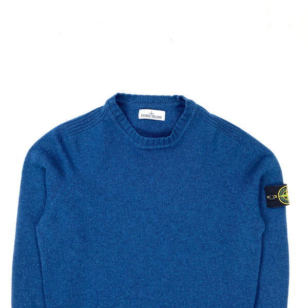 Stone Island Blue Wool Crewneck Jumper