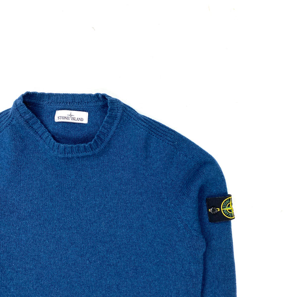 Stone Island Blue Wool Crewneck Jumper
