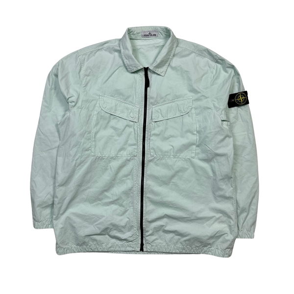 Stone Island 2022 Ice Blue Cotton Zipped Overshirt 3XL