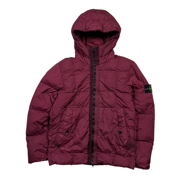 Stone Island 2018 Plum Down Filled Crinkle Puffer Jacket - Large