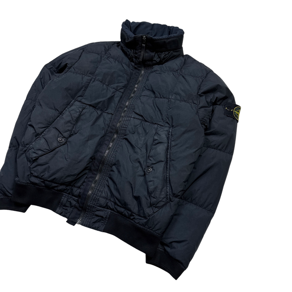 Stone Island Navy Crinkle NY Down Filled Puffer Jacket - Small