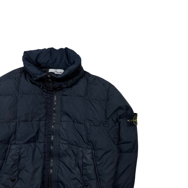 Stone Island Navy Crinkle NY Down Filled Puffer Jacket - Small