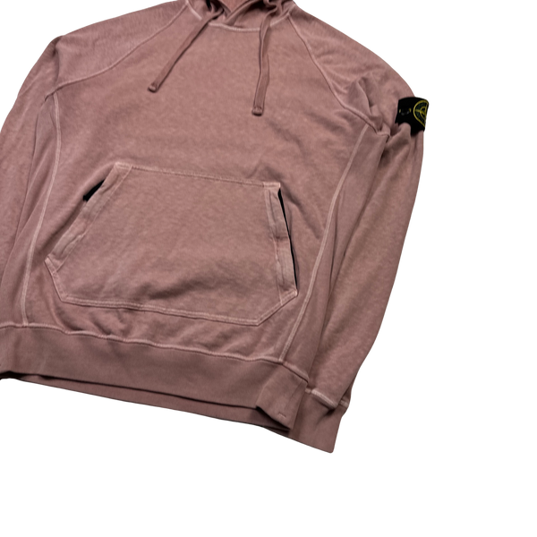Stone Island 2021 Pink Pullover Cotton Hoodie - Large