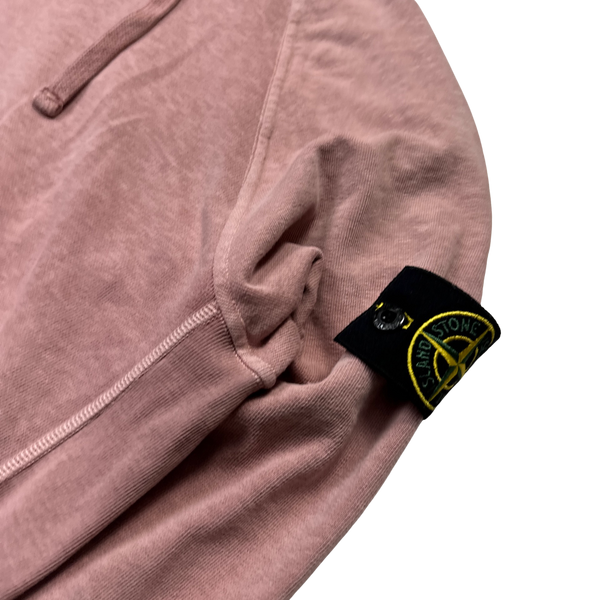 Stone Island 2021 Pink Pullover Cotton Hoodie - Large