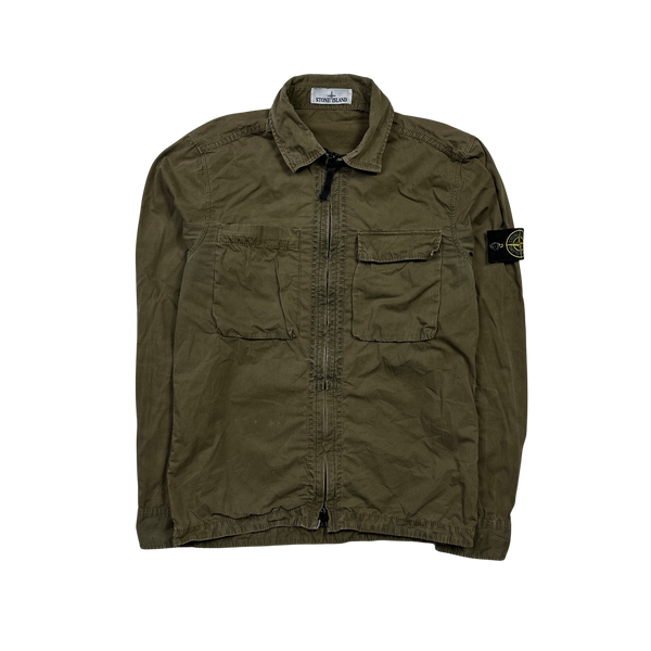 Stone Island 2018 Khaki Cotton Zipped Overshirt - Small