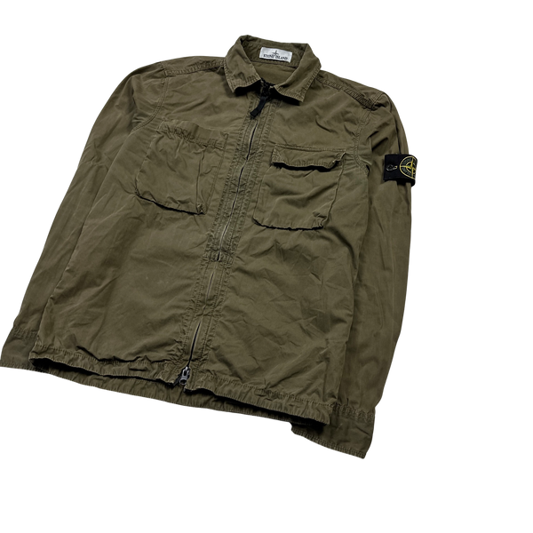 Stone Island 2018 Khaki Cotton Zipped Overshirt - Small