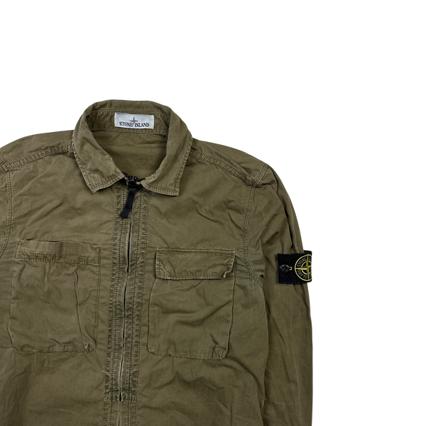 Stone Island 2018 Khaki Cotton Zipped Overshirt - Small
