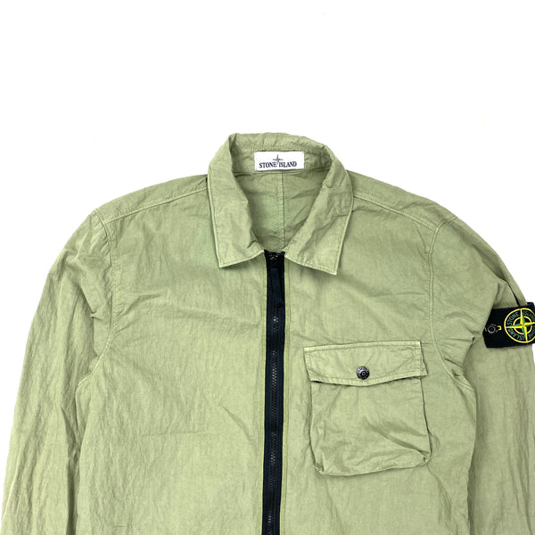 Stone Island Olive Green Cotton Overshirt