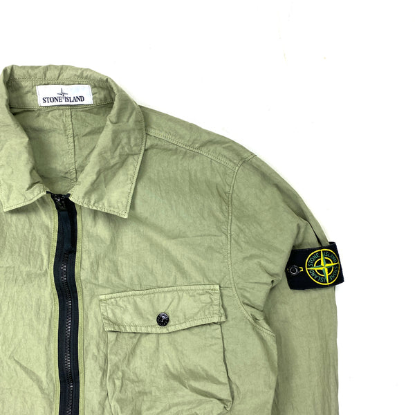 Stone Island Olive Green Cotton Overshirt