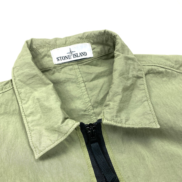 Stone Island Olive Green Cotton Overshirt