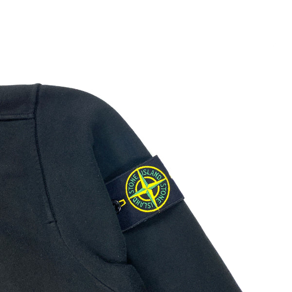 Stone Island Thick Black Cotton Zipped Hoodie