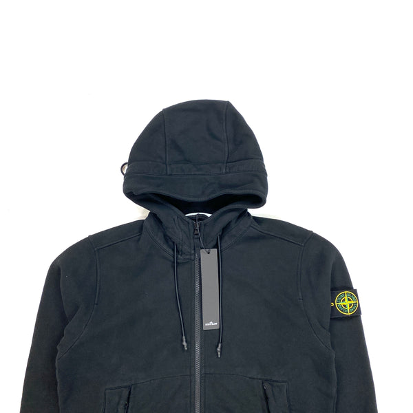 Stone Island Thick Black Cotton Zipped Hoodie