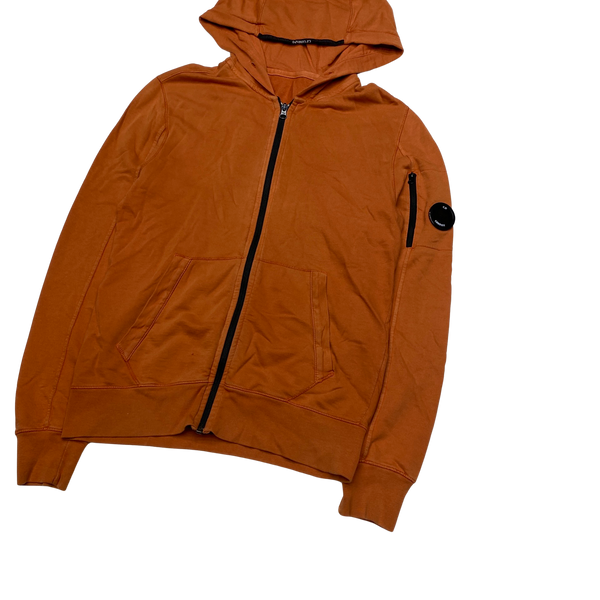 CP Company Orange Cotton Zipped Hoodie