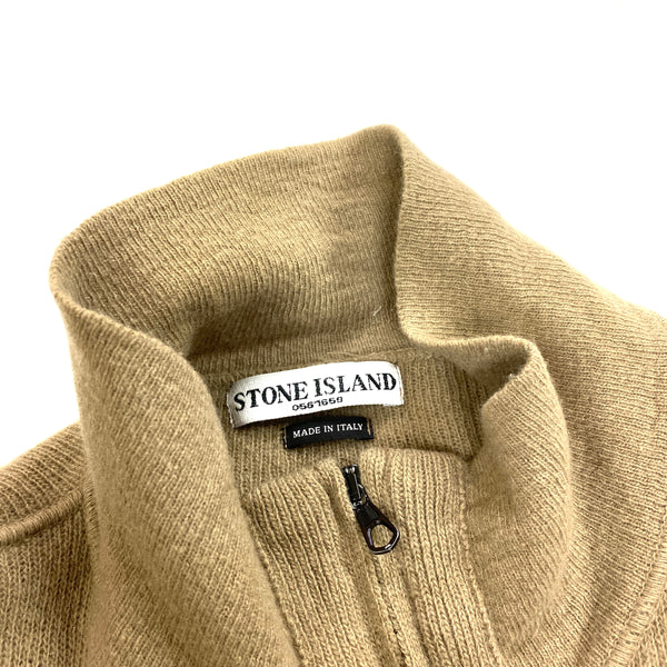 Stone Island Beige Wool Zipped Jumper