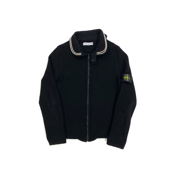 Stone Island Black Wool Full Zipped Jumper