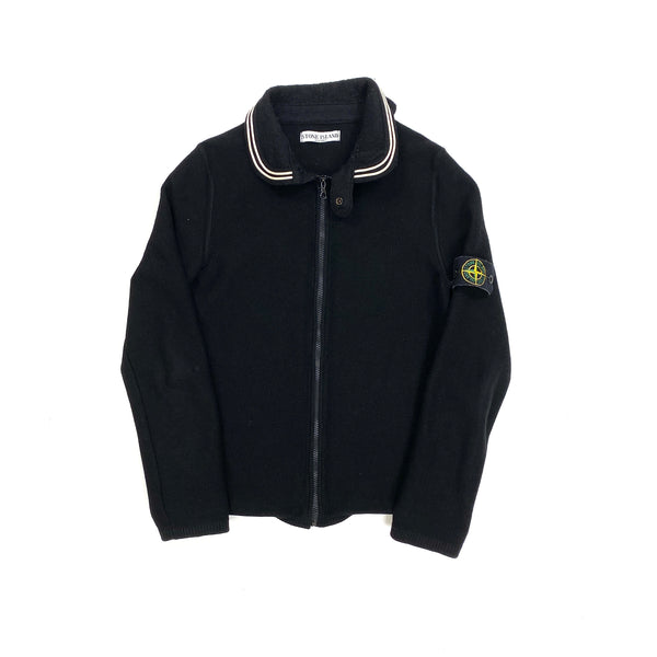 Stone Island Black Wool Full Zipped Jumper