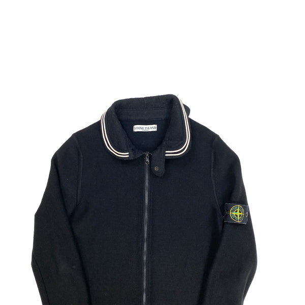 Stone Island Black Wool Full Zipped Jumper