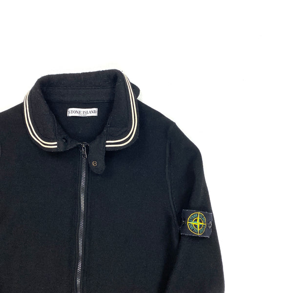 Stone Island Black Wool Full Zipped Jumper