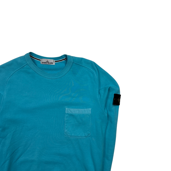 Stone Island Blue Cotton Crewneck Sweatshirt - Small