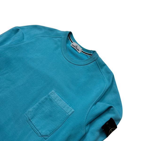 Stone Island Blue Cotton Crewneck Sweatshirt - Small