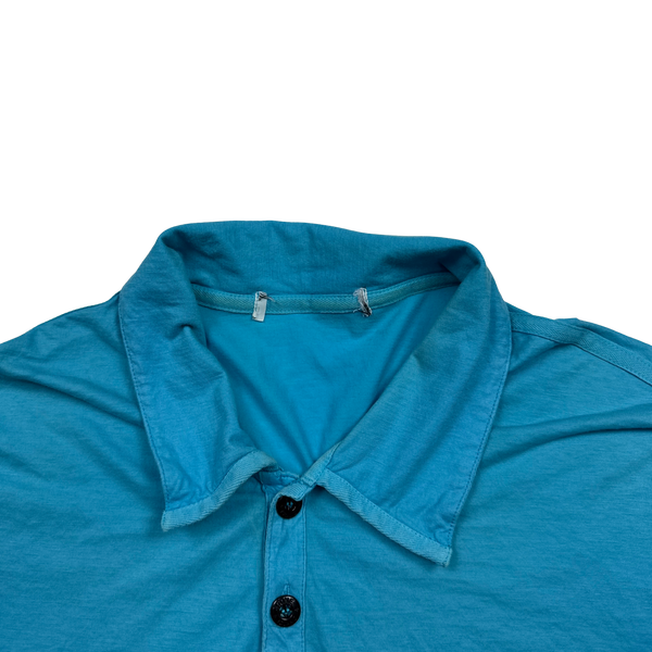 Stone Island Blue Lightweight Cotton Polo Top - Large