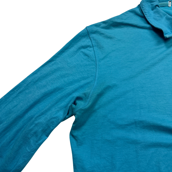 Stone Island Blue Lightweight Cotton Polo Top - Large