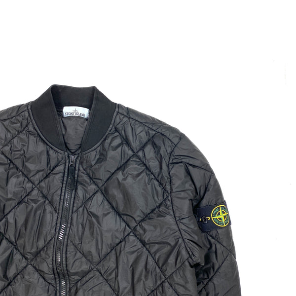 Stone Island Black Garment Dyed Micro Yarn Quilted Jacket