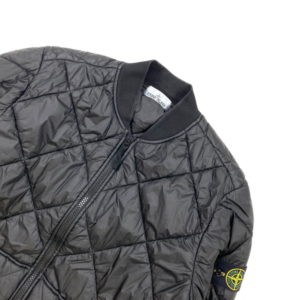 Stone Island Black Garment Dyed Micro Yarn Quilted Jacket