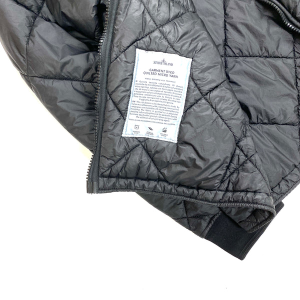 Stone Island Black Garment Dyed Micro Yarn Quilted Jacket