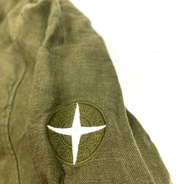 Stone Island Olive Green Linen Buttoned Shirt