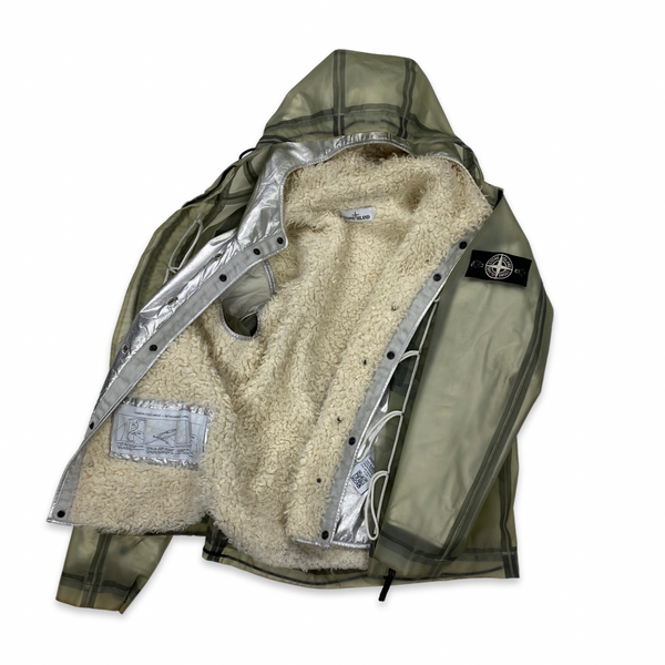 Stone Island 2015 Sherling Lined Silver Poly Cover Jacket