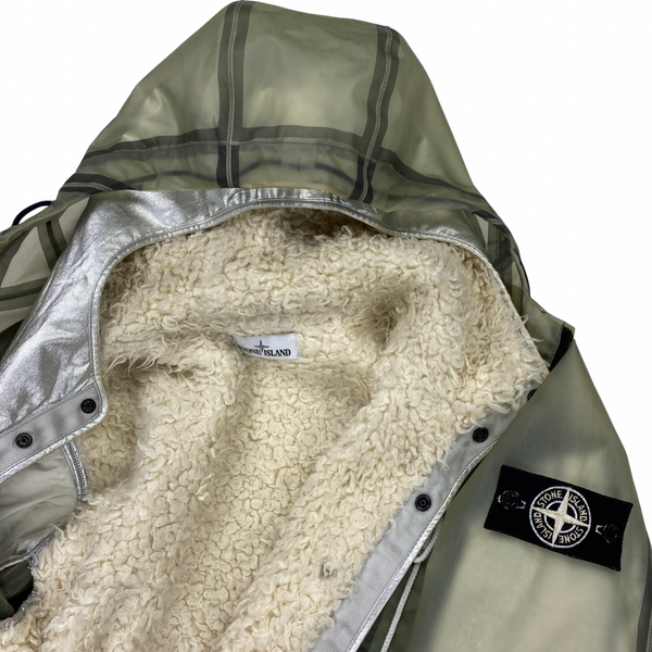 Stone Island 2015 Sherling Lined Silver Poly Cover Jacket