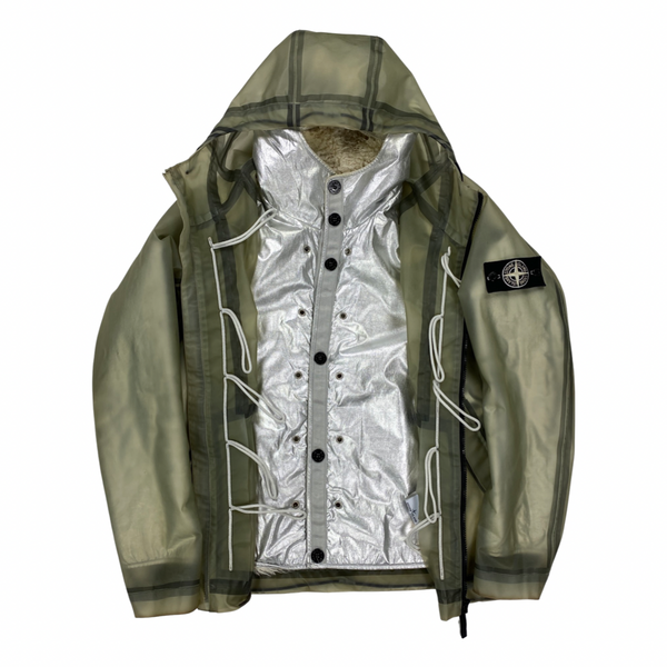 Stone Island 2015 Sherling Lined Silver Poly Cover Jacket