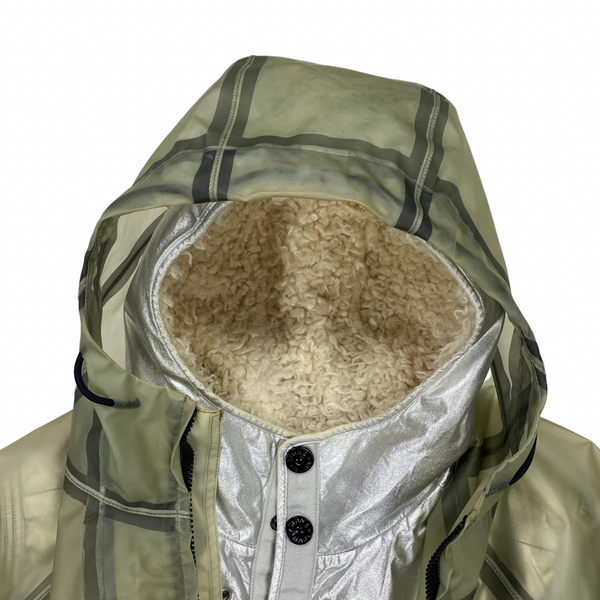 Stone Island 2015 Sherling Lined Silver Poly Cover Jacket
