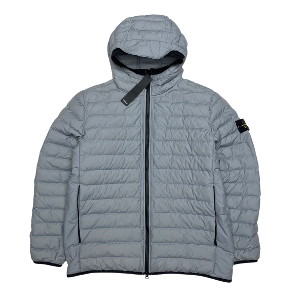 Stone Island Light Grey 0-Cotton R Nylon Tela Puffer Jacket