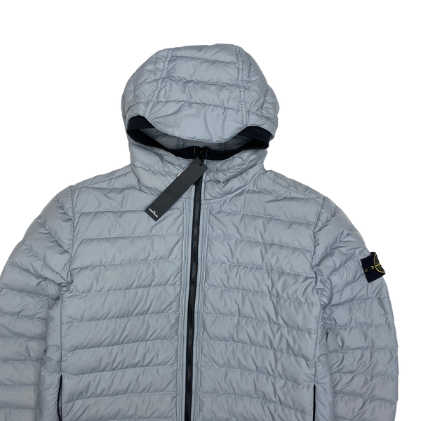 Stone Island Light Grey 0-Cotton R Nylon Tela Puffer Jacket