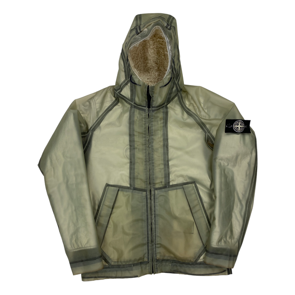 Stone Island 2015 Sherling Lined Silver Poly Cover Jacket