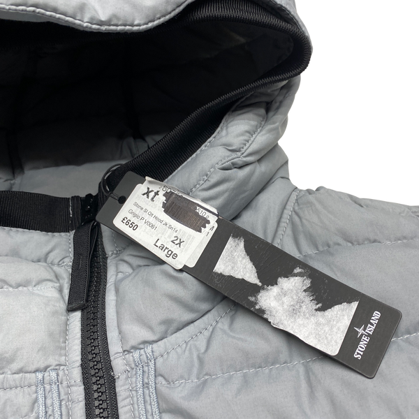 Stone Island Light Grey 0-Cotton R Nylon Tela Puffer Jacket