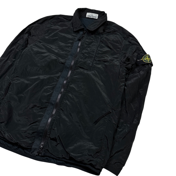 Stone Island Black Shimmer Nylon Metal Overshirt - Medium