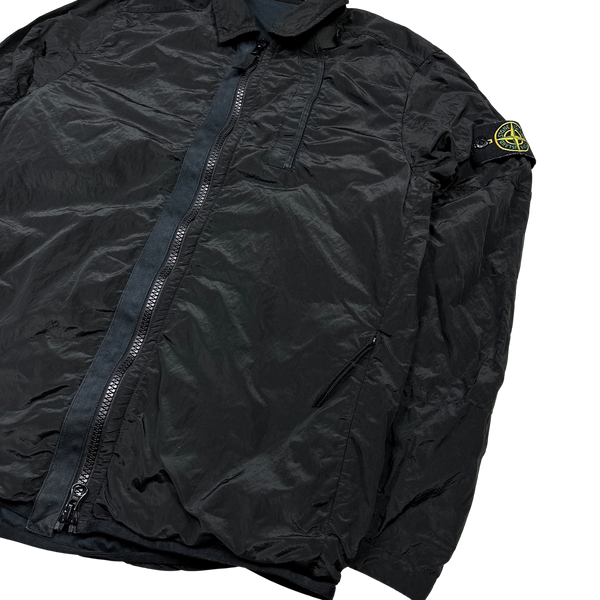 Stone Island Black Shimmer Nylon Metal Overshirt - Medium