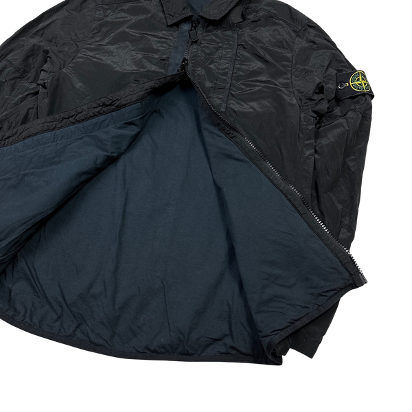 Stone Island Black Shimmer Nylon Metal Overshirt - Medium