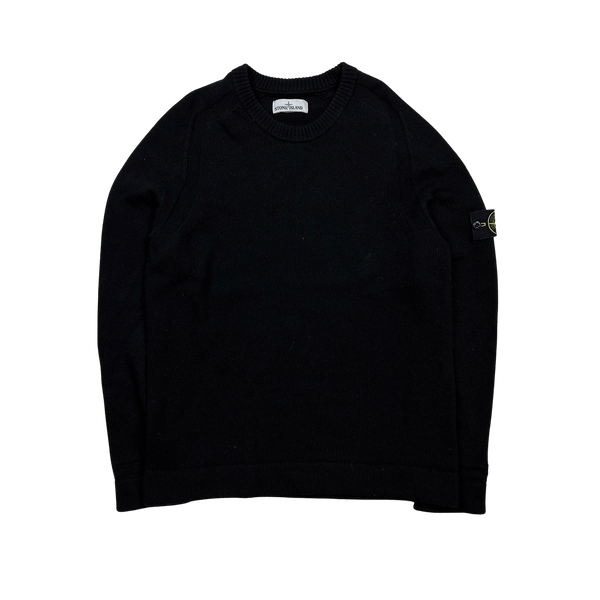 Stone Island 2018 Black Wool Crewneck Jumper - Medium