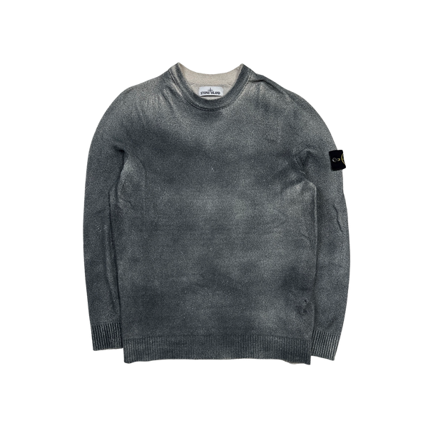 Stone Island 2020 Grey Hand Sprayed Cotton Knit - Large