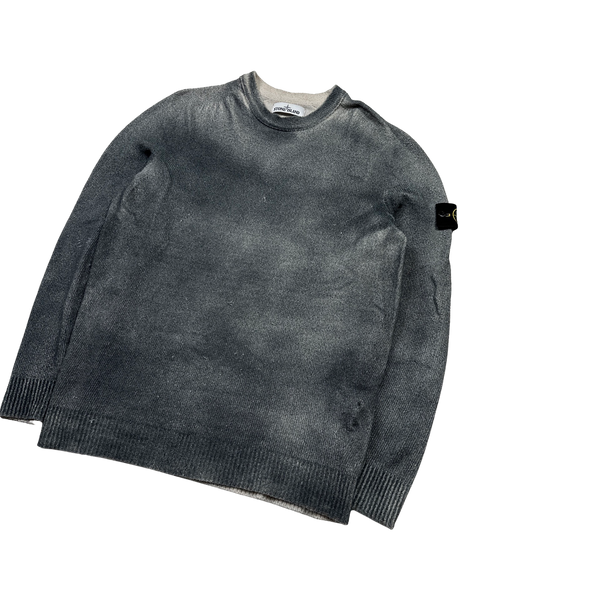 Stone Island 2020 Grey Hand Sprayed Cotton Knit - Large