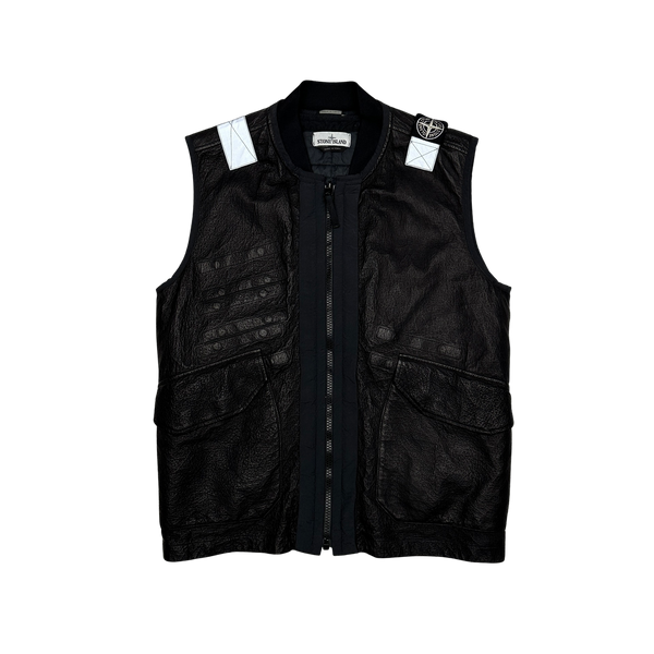 Stone Island 2019 Black Reversible Leather Dyneema Gilet