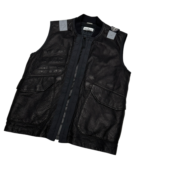 Stone Island 2019 Black Reversible Leather Dyneema Gilet