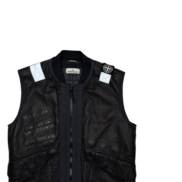 Stone Island 2019 Black Reversible Leather Dyneema Gilet