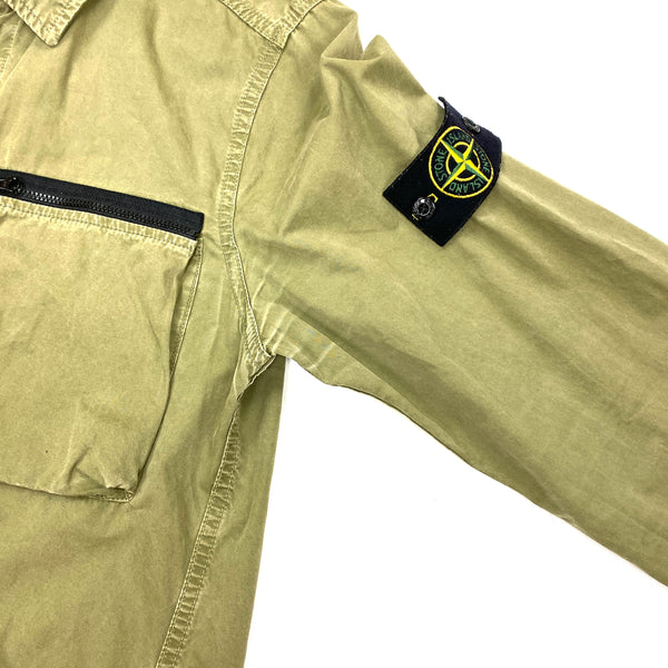 Stone Island Olive Green Cotton Zipped Overshirt